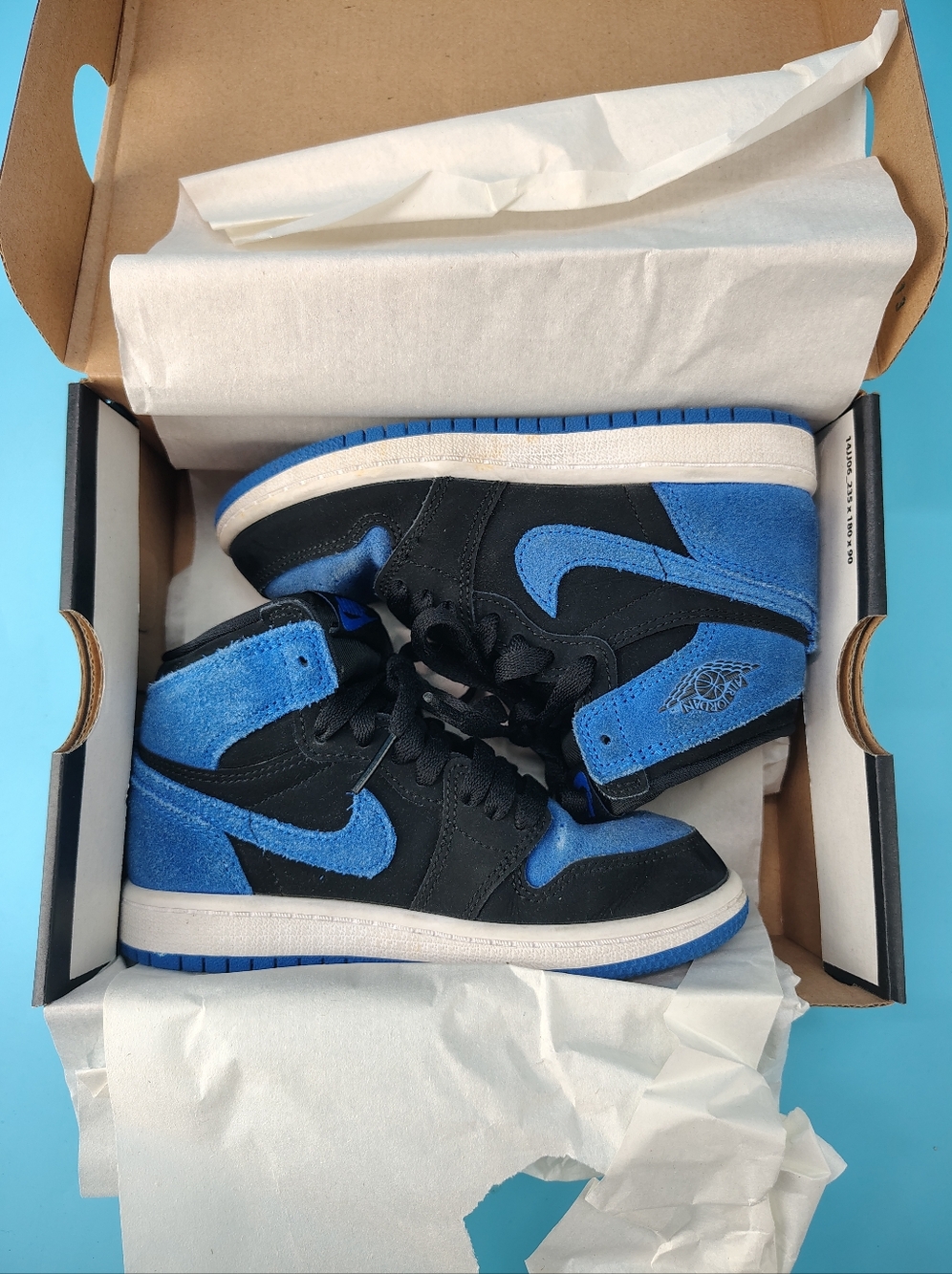 Jordan 1 Retro High Royal Black Reimagined Pre School Size 12C Youth Little Kids